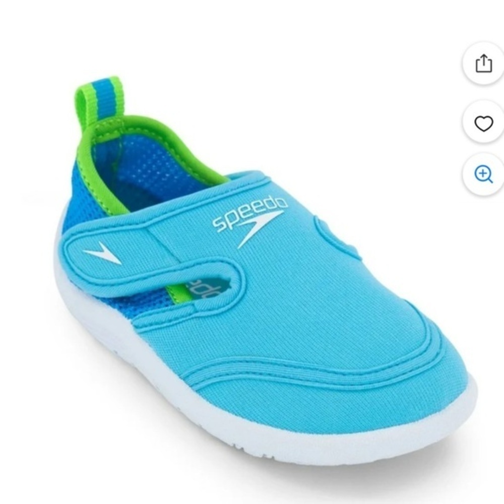 Speedo Blue and Green Water Shoes with Velcro Strap and Quick-Dry Design